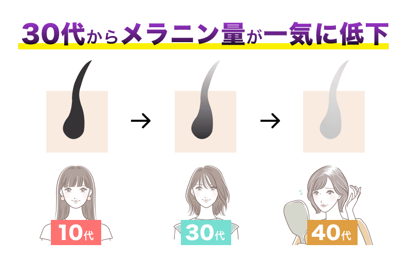 30代からメラニン量が一気に低下