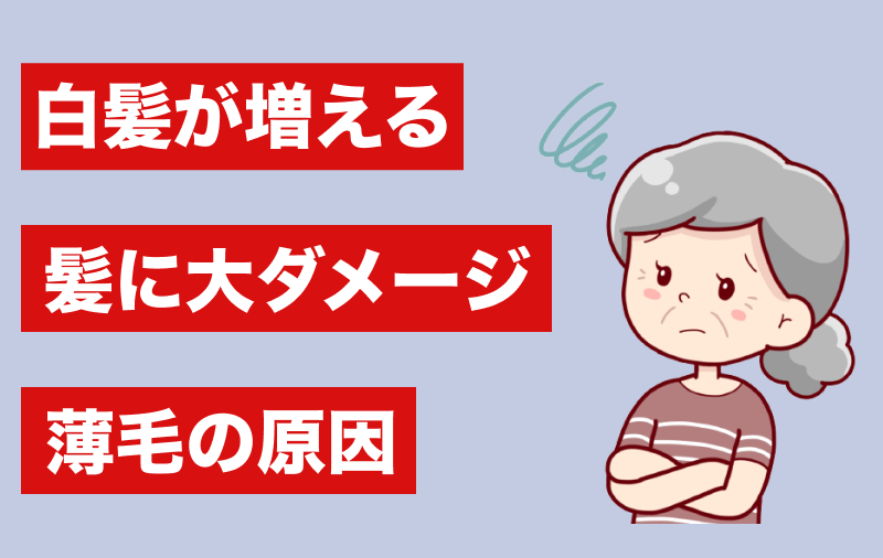 薄毛の原因・白髪が増える・髪に大ダメージ